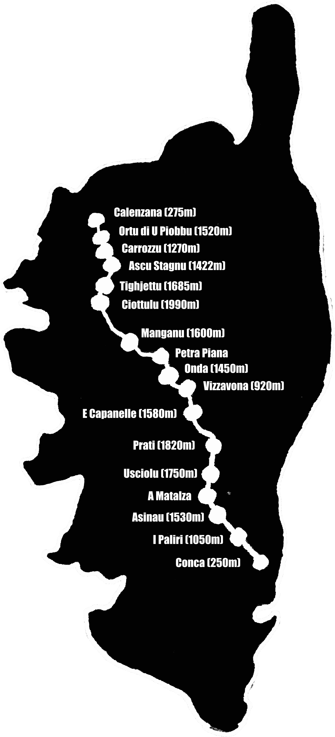 carte GR20 étapes