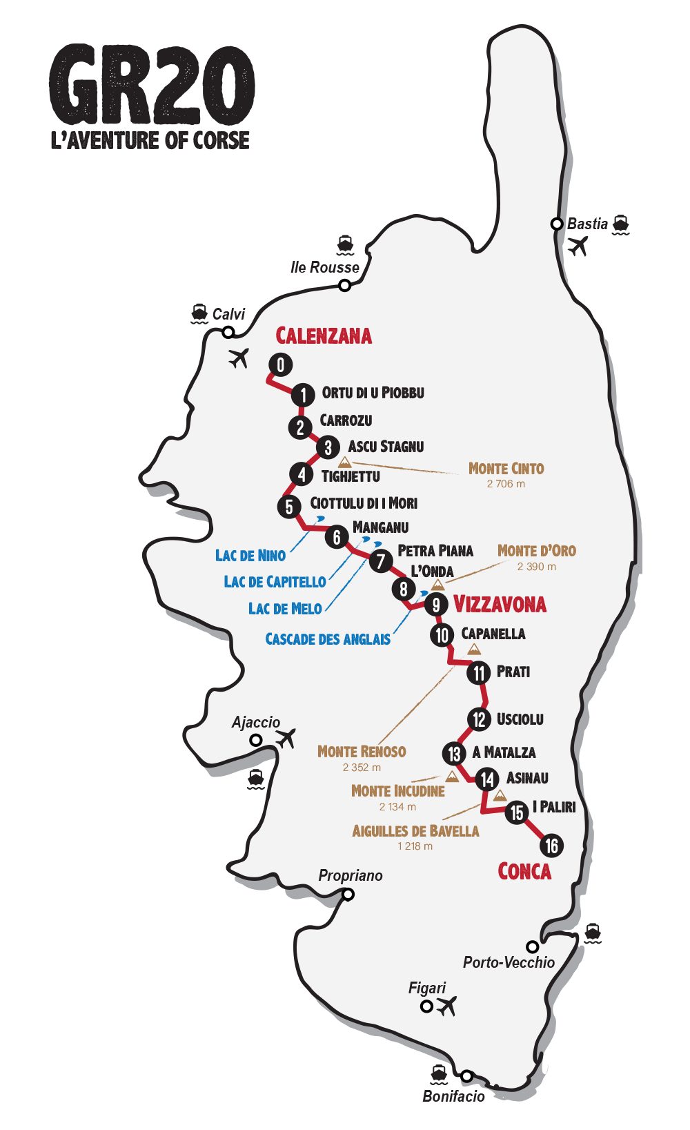 carte GR20 Corse topoguide